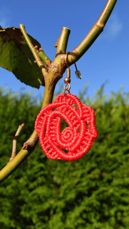 Boucles d'Oreilles forme Rose rouge